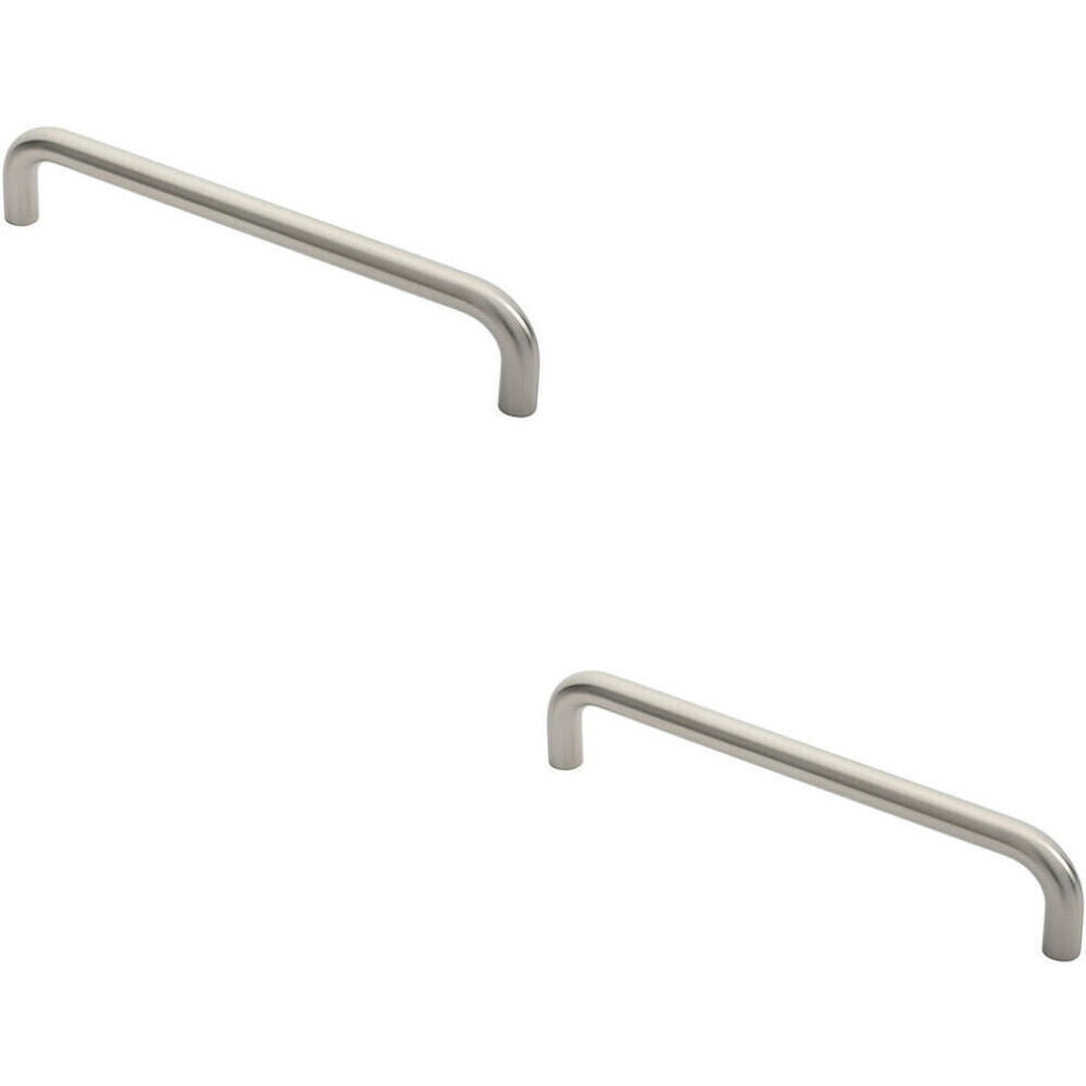 Loops 2X Round D Bar Pull Handle 319 X 19Mm 300Mm Fixing Centres Satin Stainless Steel