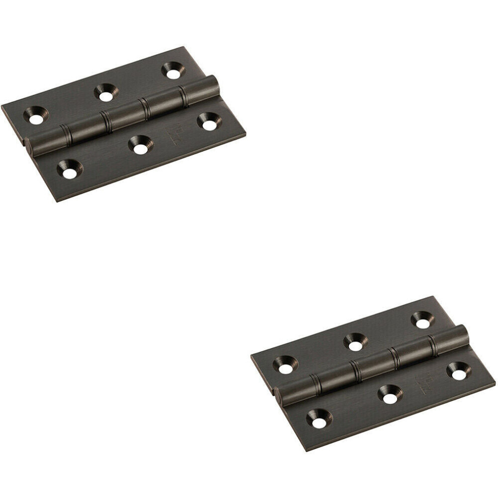 2X Pair 76 X 50 X 2.5Mm Brass Washered Butt Hinge Matt Bronze Internal Door 5056492591132