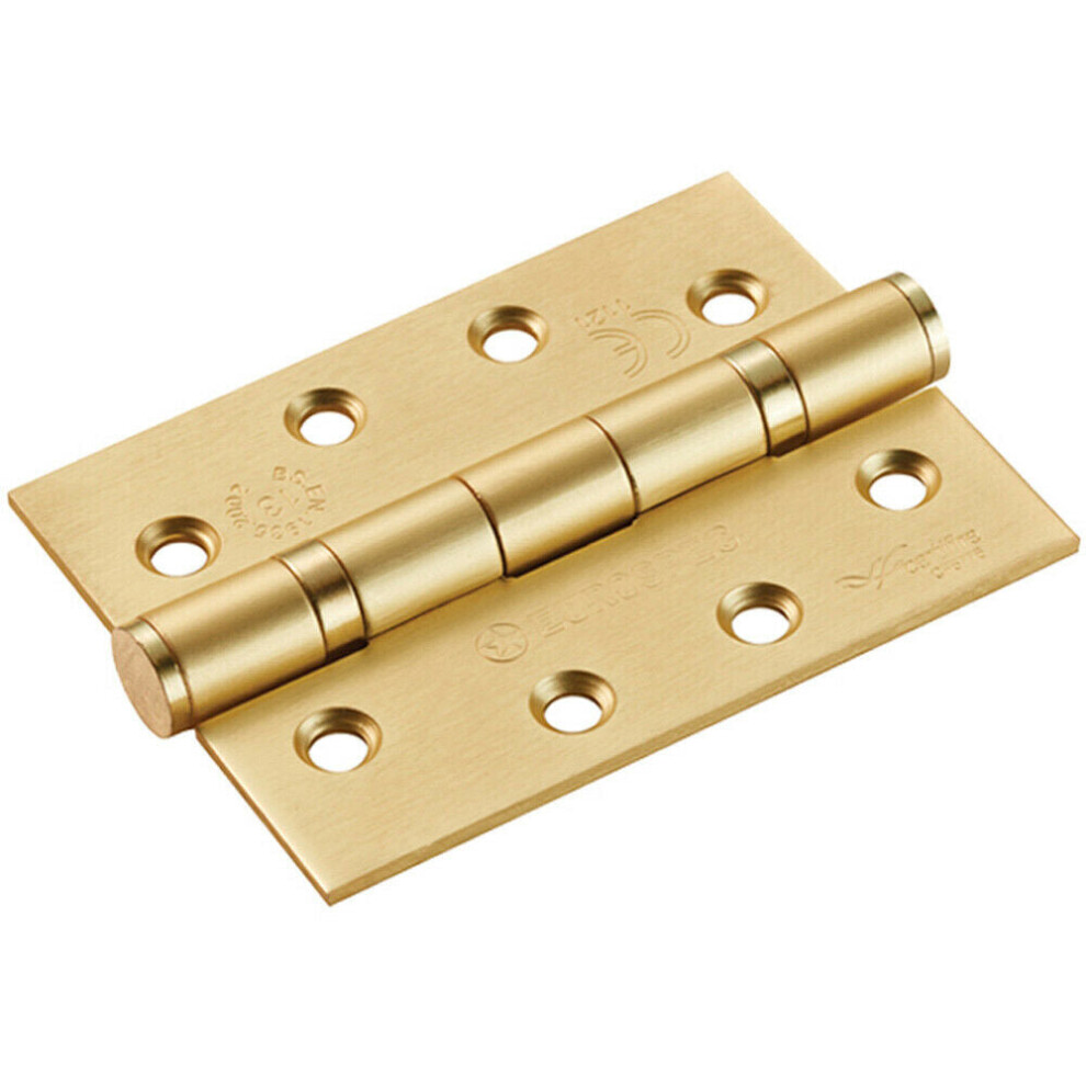 Loops Pair 102 X 76 X 3Mm 13 Ball Bearing Hinge Satin Brass Interior Door