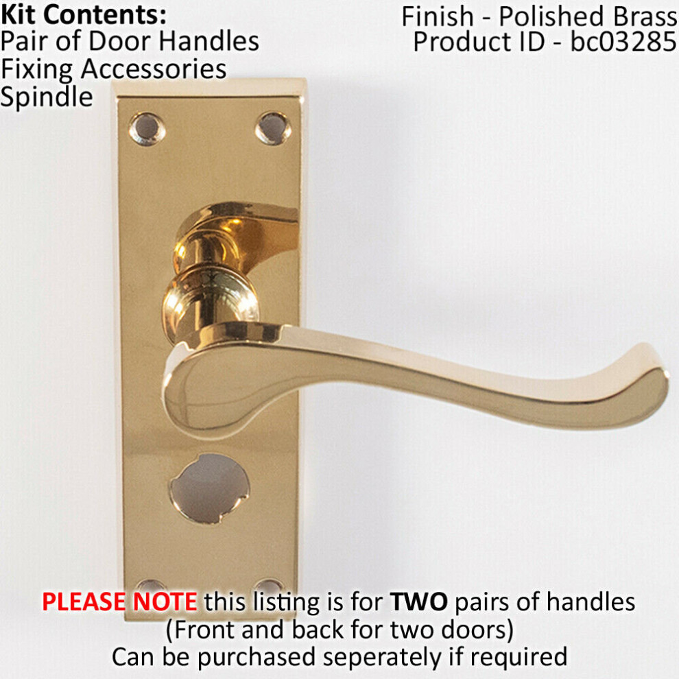 2X Pair Victorian Scroll Handle On Bathroom Backplate 120 X 41Mm Polished Brass