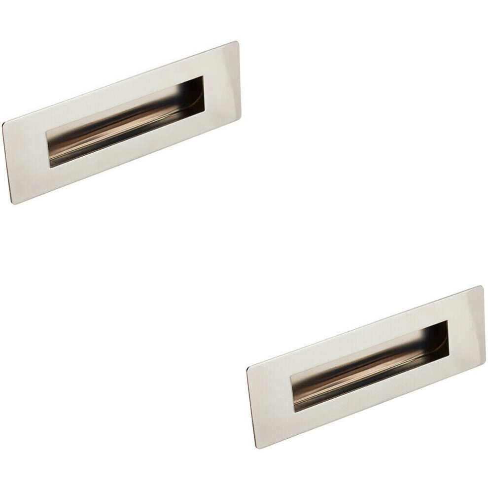 2X Recessed Sliding Door Flush Pull Handle 180 X 60Mm Bright Stainless Steel 5056492591149