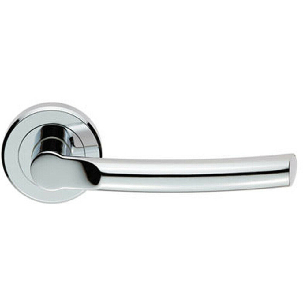 Loops Pair Curved Round Bar Handle On Round Rose Concealed Fix Polished Chrome
