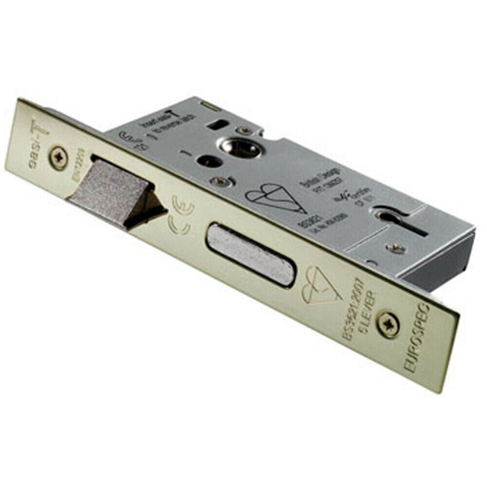 64mm 5 Lever BS Rated Sashlock Square Forend Stainless Brass Door Latch