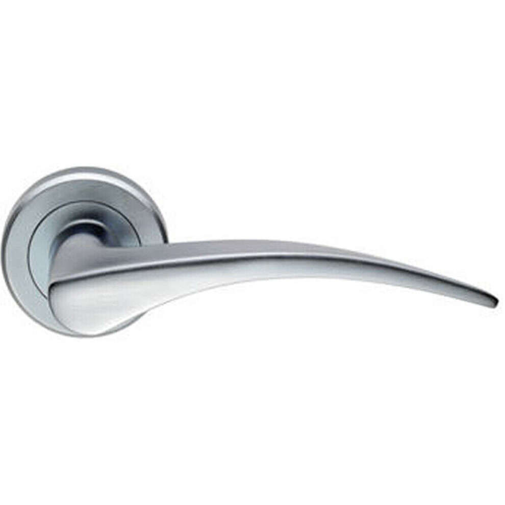 Loops Pair Arched Tapered Handle On Round Rose Concealed Fix Satin Chrome
