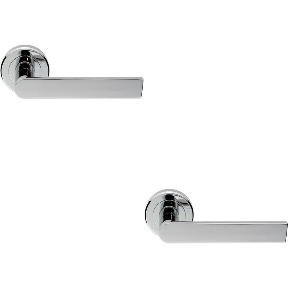 Loops 2X Pair Flat Rectangular Bar Handle On Round Rose Concealed Fix Polished Chrome
