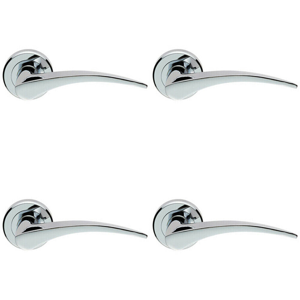 Loops 4X Pair Arched Tapered Handle On Round Rose Concealed Fix Polished Chrome