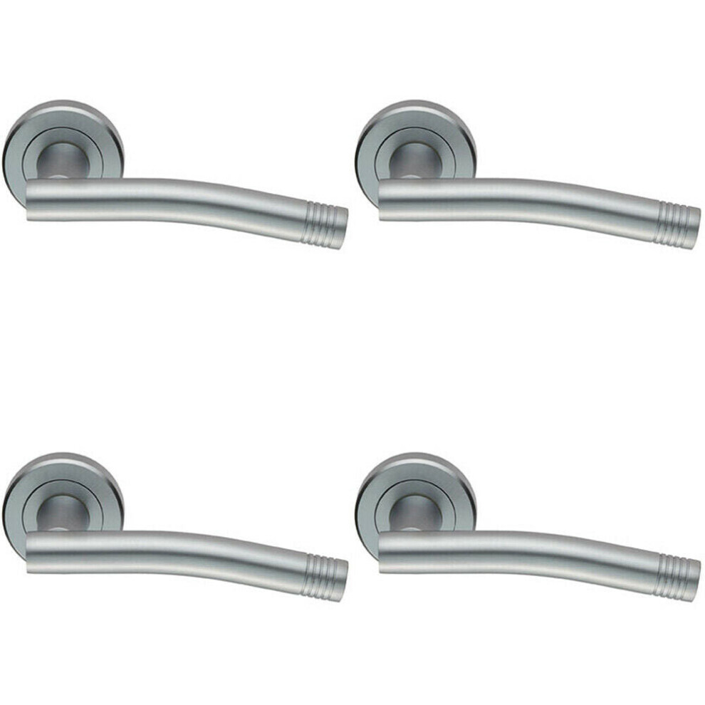 4x PAIR Round Bar Handle with Arch Concealed Fix Round Rose Satin Chrome