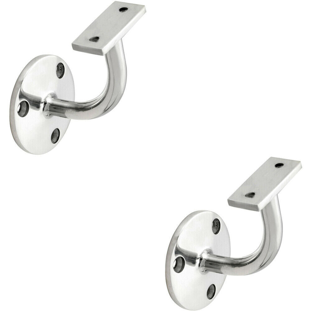 2X Heavyweight Handrail Bannister Bracket 80Mm Projection Polished Chrome 5056492590357