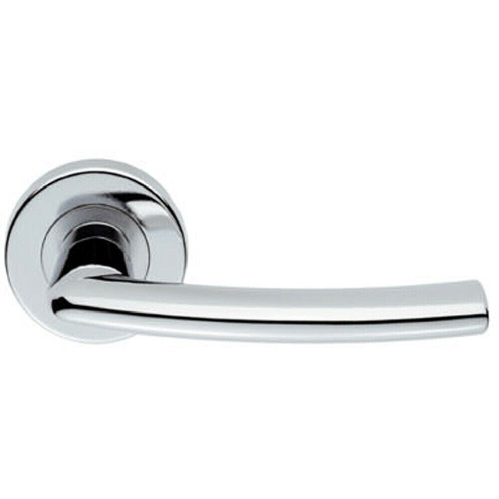 PAIR Oval Shaped Curved Bar Handle Concealed Fix Round Rose Polished Chrome