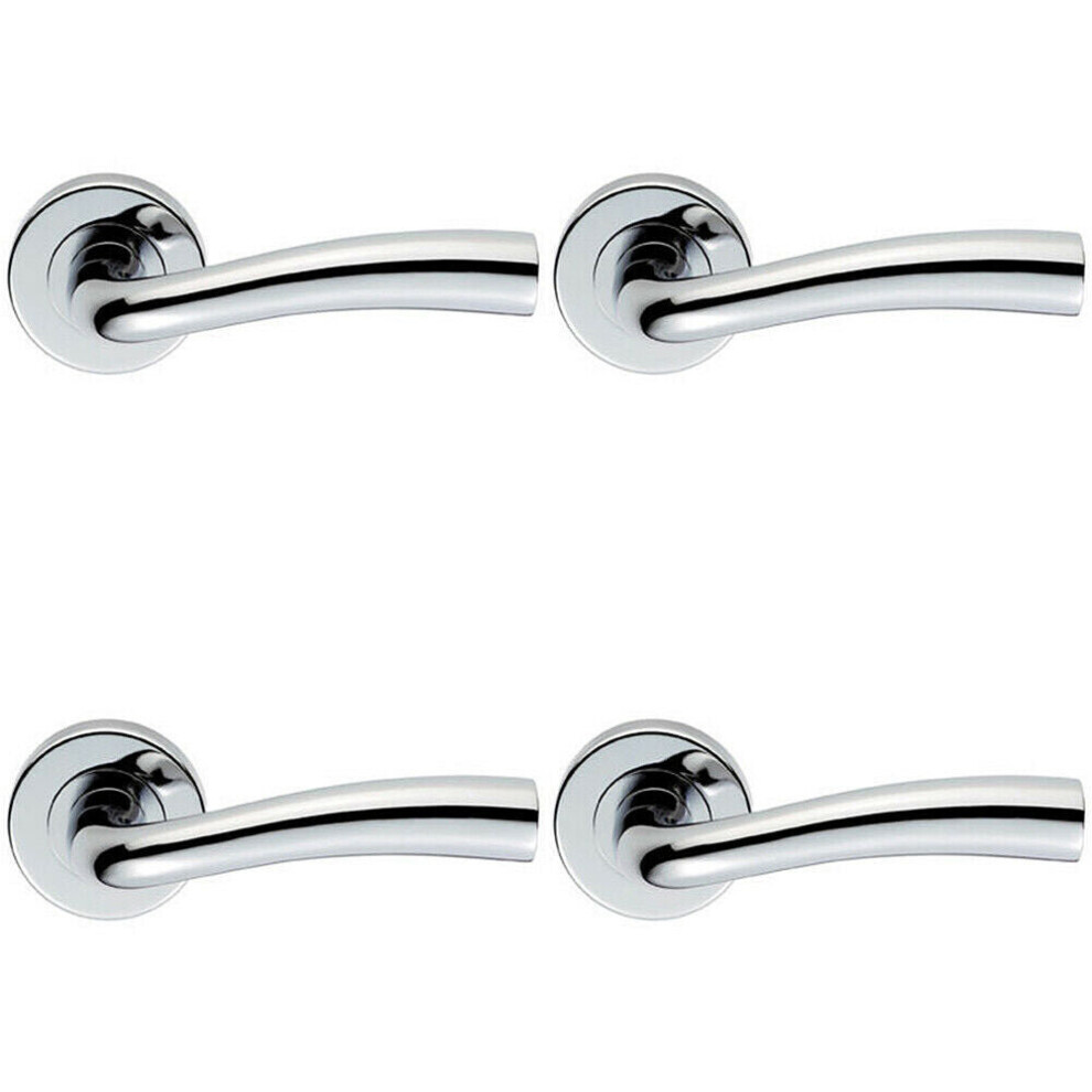 4X Pair Curved Flowing Flared Handle Concealed Fix Round Rose Polished Chrome