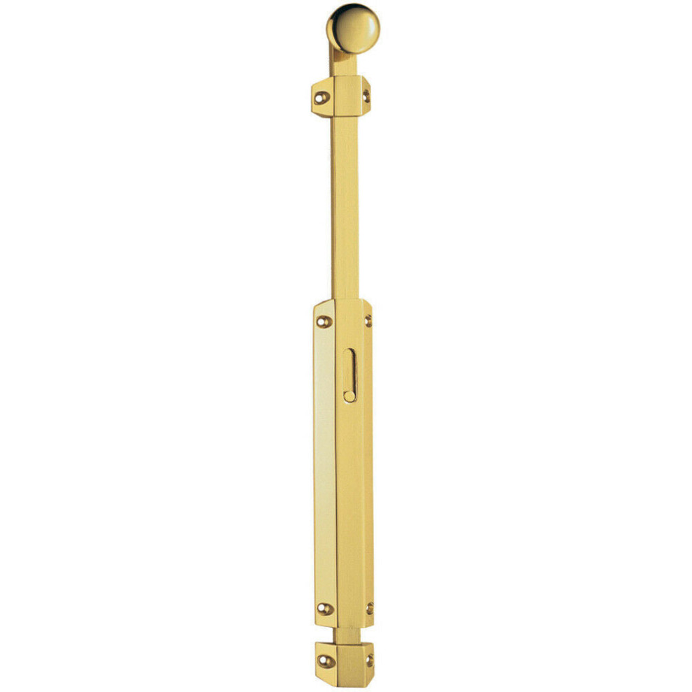 Extended Surface Mounted Flat Door Bolt Lock 355 x 36mm Polished Brass