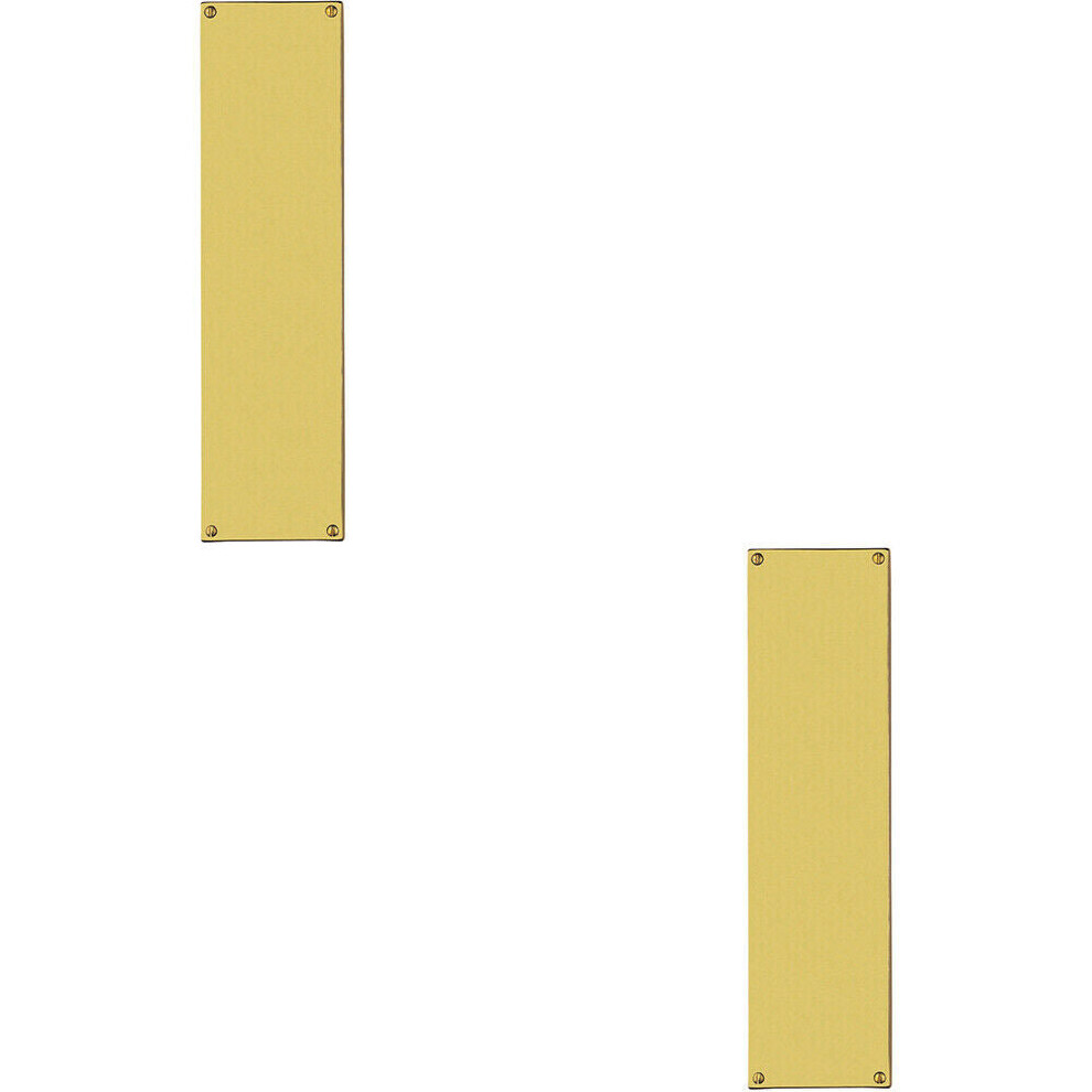 Loops 2X Flat 1.5Mm Door Finger Plate 304 X 77Mm Polished Brass Protective Push Plate