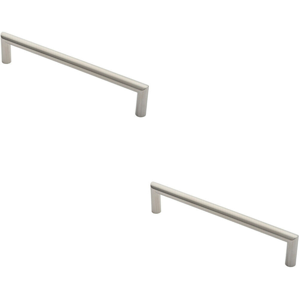 Loops 2X 19Mm Mitred Pull Door Handle 300Mm Fixing Centres Satin Stainless Steel