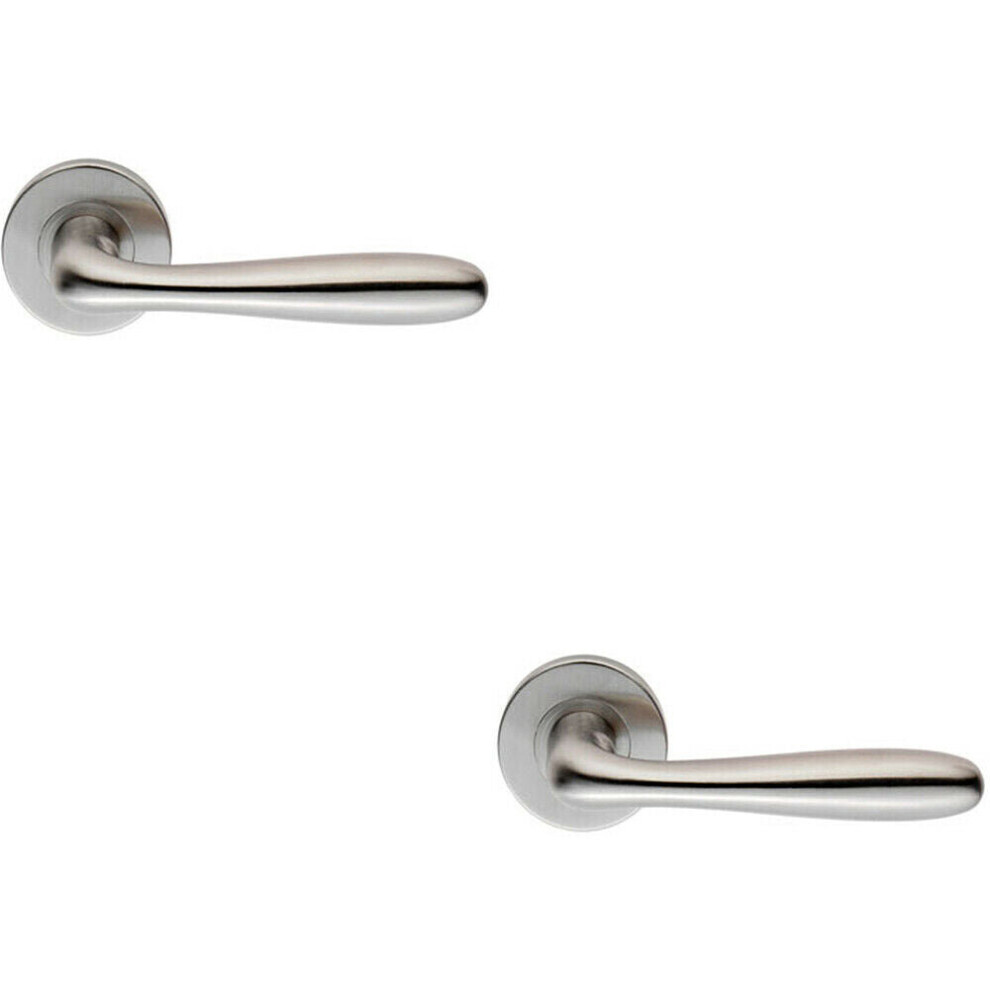 Loops 2X Pair Smooth Rounded Bar Handle On 8Mm Round Rose Concealed Fix Satin Steel