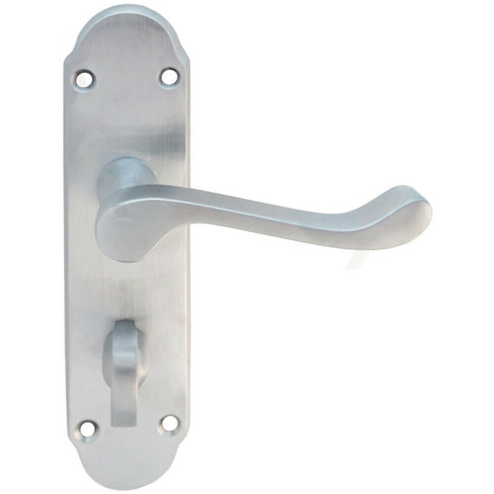 Loops Pair Victorian Upturned Handle On Bahtroom Backplate 170 X 42Mm Satin Chrome