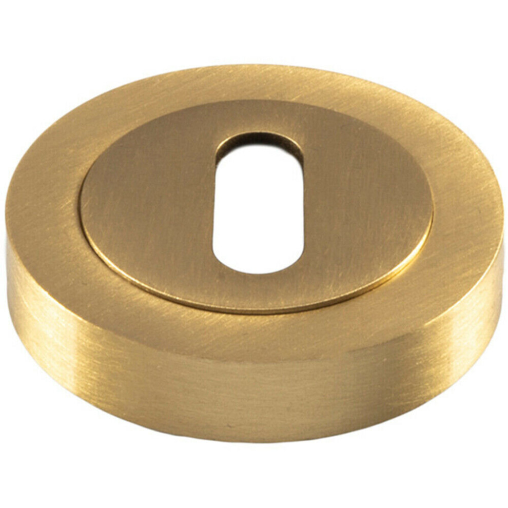 50Mm Lock Profile Round Escutcheon Concealed Fix Satin Brass Keyhole Cover 5056492568677
