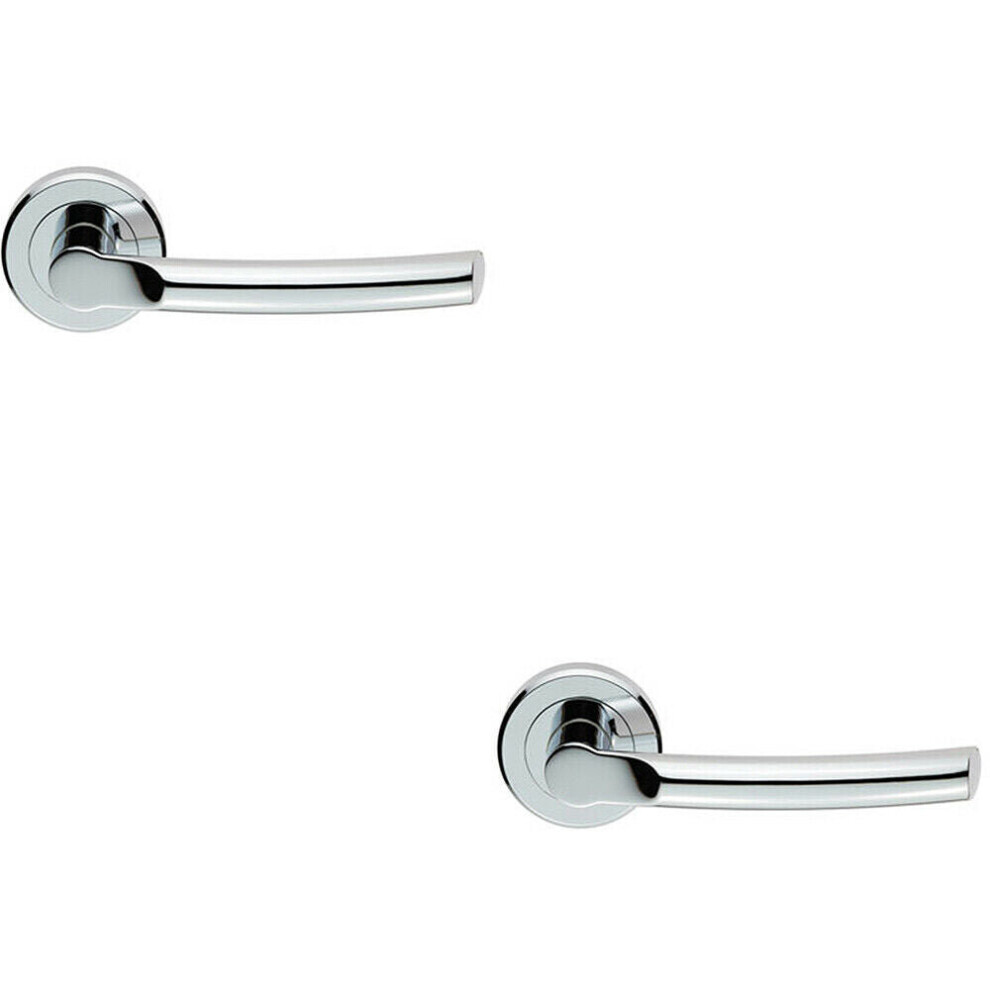 2x PAIR Curved Round Bar Handle on Round Rose Concealed Fix Polished Chrome