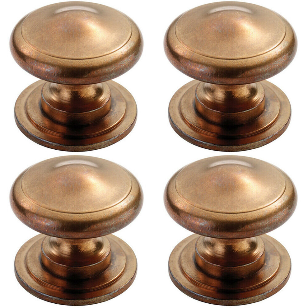 4x Cottage Cupboard Door Knob 38mm Diameter Solid Bronze Cabinet Handle