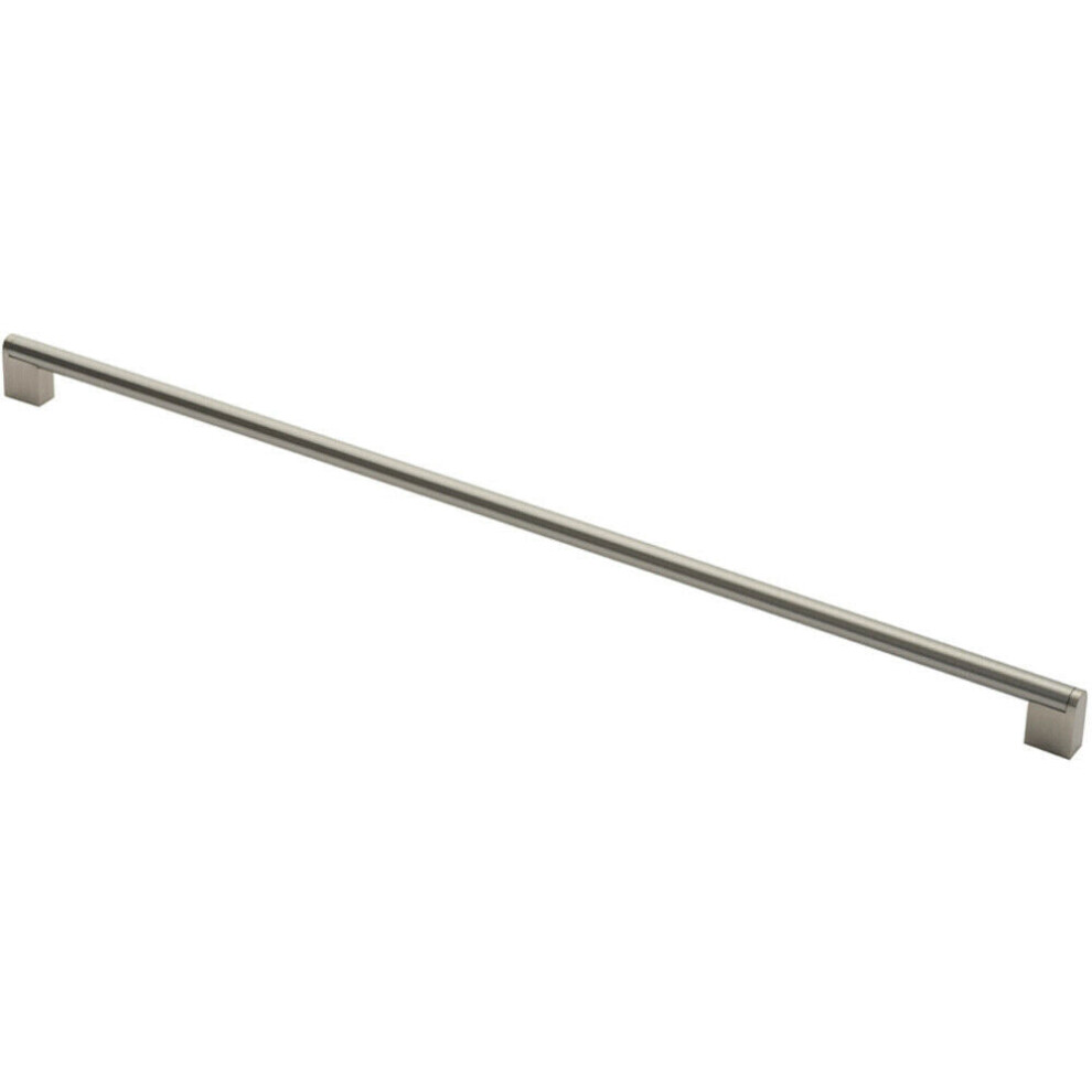 Round Bar Pull Handle 648 X 14Mm 608Mm Fixing Centres Satin Nickel & Steel - Image 2