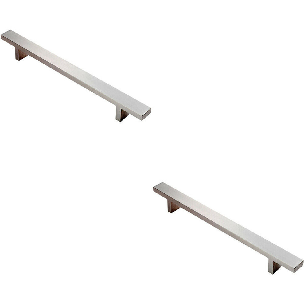 2x Rectangular T Bar Pull Handle 293 x 20mm 224mm Fixing Centres Stainless Steel