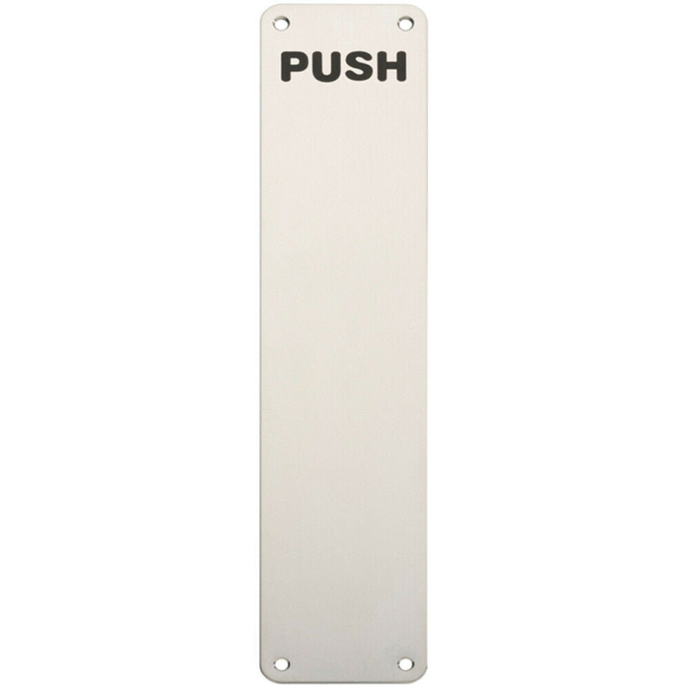 Push Engraved Door Finger Plate 350 x 75mm Bright Stainless Steel Push Plate