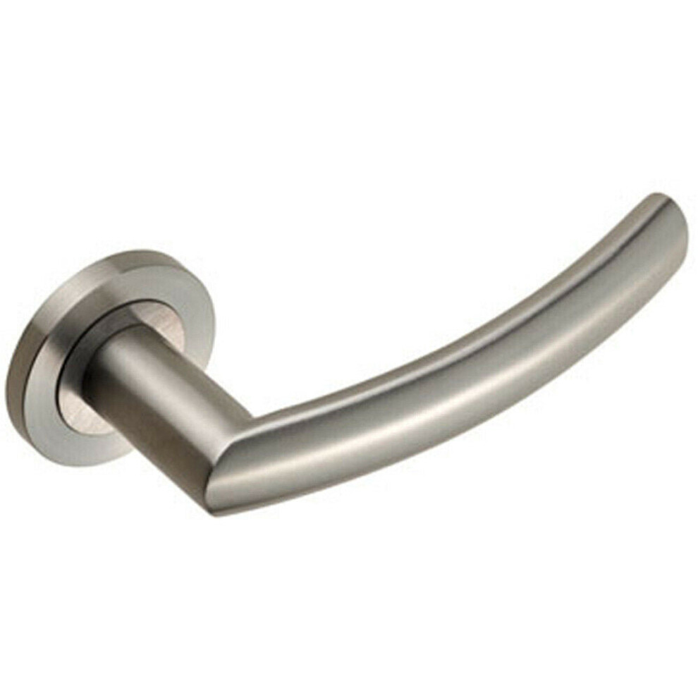 PAIR Curved Round Bar Handle on Round Rose Concealed Fix Satin Steel-image-OPC-P8WK5ZM-NEW