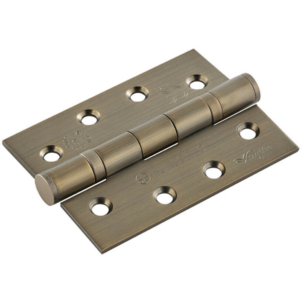 PAIR 102 x 76 x 3mm 13 Ball Bearing Hinge Antique Brass Interior Door