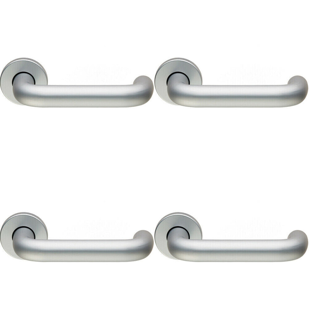 4X Pair 19Mm Round Bar Safety Lever On Round Rose Concealed Fix Satin Aluminium 5056524204993