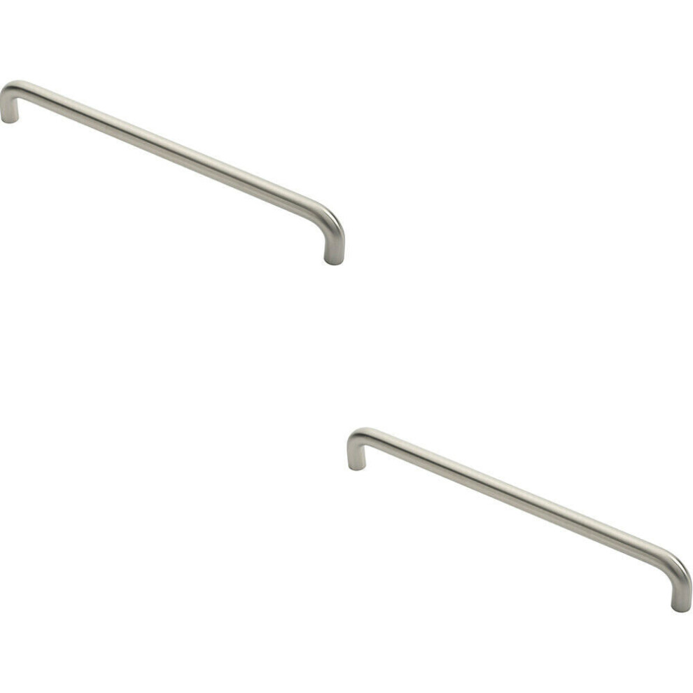 Loops 2X Round D Bar Pull Handle 22Mm Dia 450Mm Fixing Centres Satin Stainless Steel
