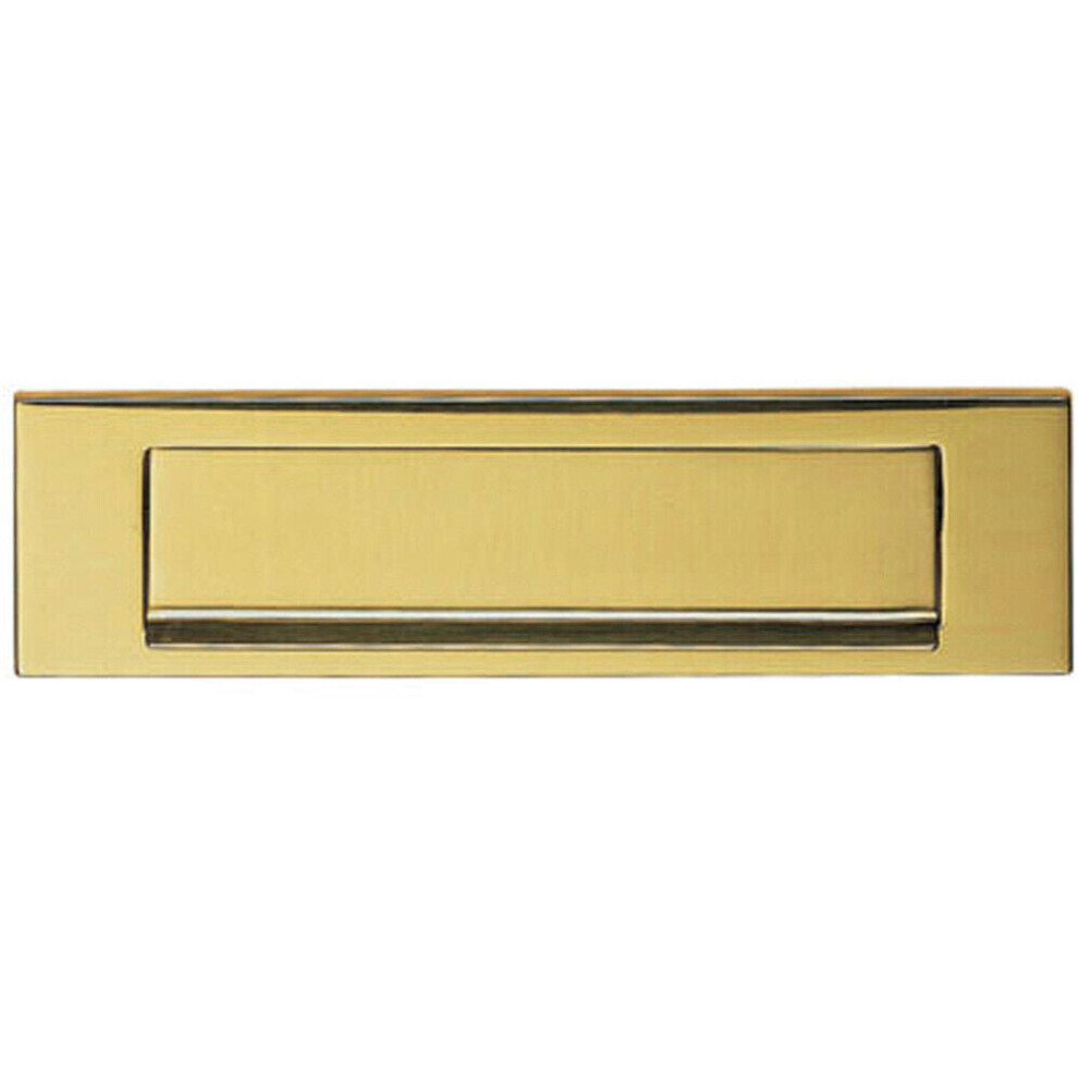Loops Inward Opening Letterbox Plate 224Mm Fixing Centres 254 X 78Mm Polished Brass