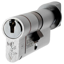 70mm EURO Cylinder & Thumbturn Lock Keyed to Differ 6 Pin Satin Chrome