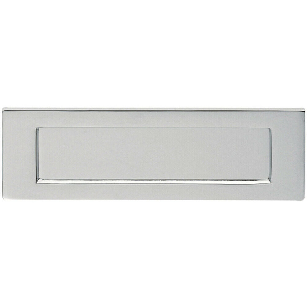 Loops Inward Opening Letterbox Plate 242Mm Fixing Centres 278 X 95Mm Polished Chrome