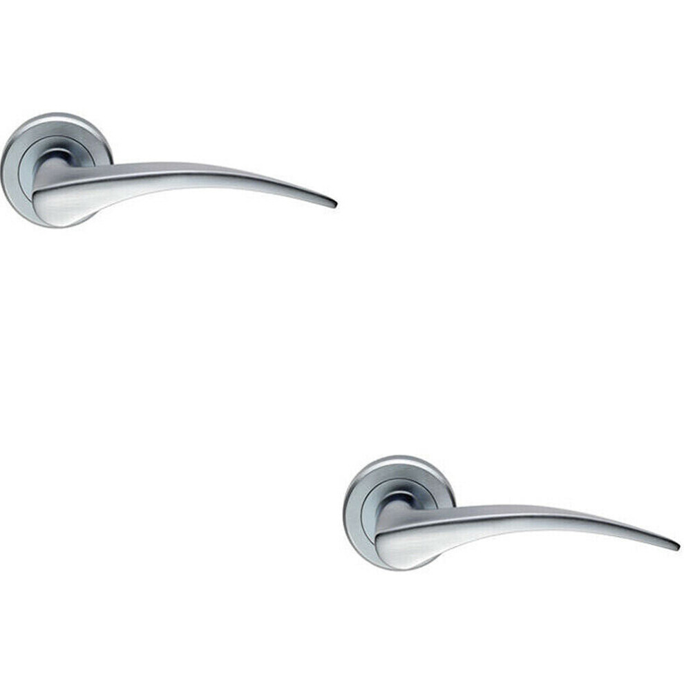 2X Pair Arched Tapered Handle On Round Rose Concealed Fix Satin Chrome 5056492594256