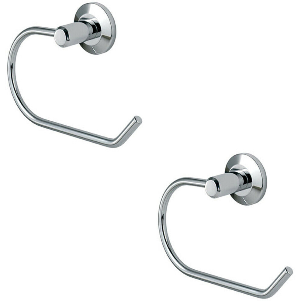 2x Round Bar Bathroom Toilet Roll Holder on Rose Concealed Fix Polished Chrome