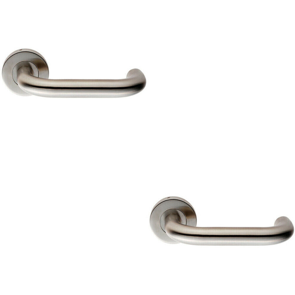 2x PAIR 19mm Round Bar Safety Lever on Slim Round Rose Concealed Fix Satin Steel