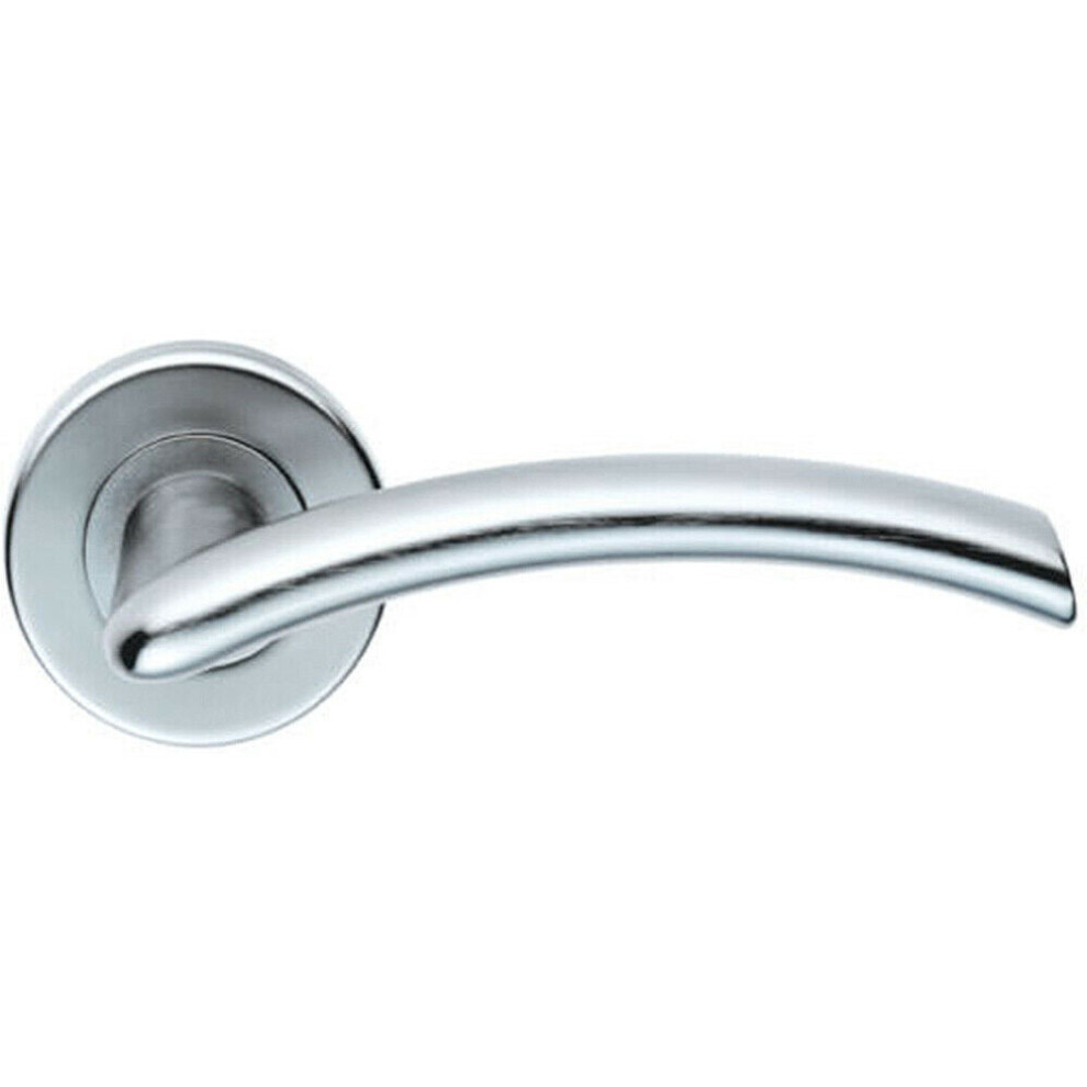 Pair Oval Shaped Arched Bar Handle Concealed Fix Round Rose Satin Chrome 5056492574838