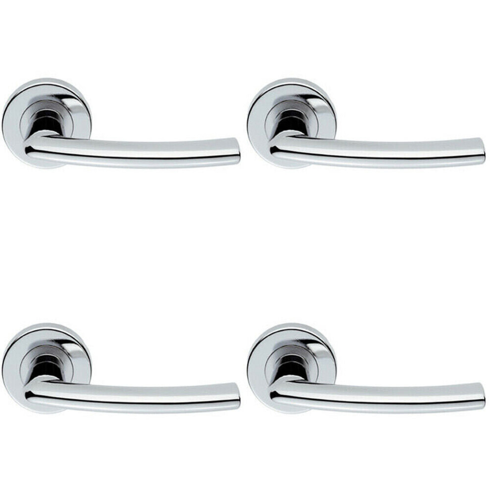Loops 4X Pair Oval Shaped Curved Bar Handle Concealed Fix Round Rose Polished Chrome
