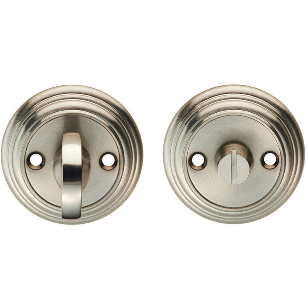 Bathroom Thumbturn And Release Handle Reeded Design 55mm Dia Satin Nickel