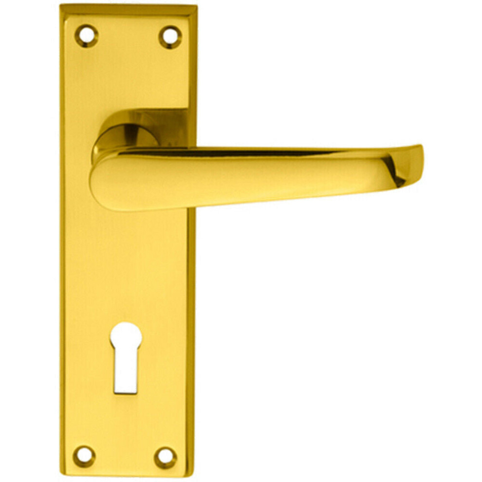 Loops Polished Brass Pair Straight Victorian Handle On Lock Backplate - 150 X 43Mm - | Traditional Lever On Backplate Door Handle - Internal Door Hardware - Lock, Euro, Oval And Latch Options Available - Image 2