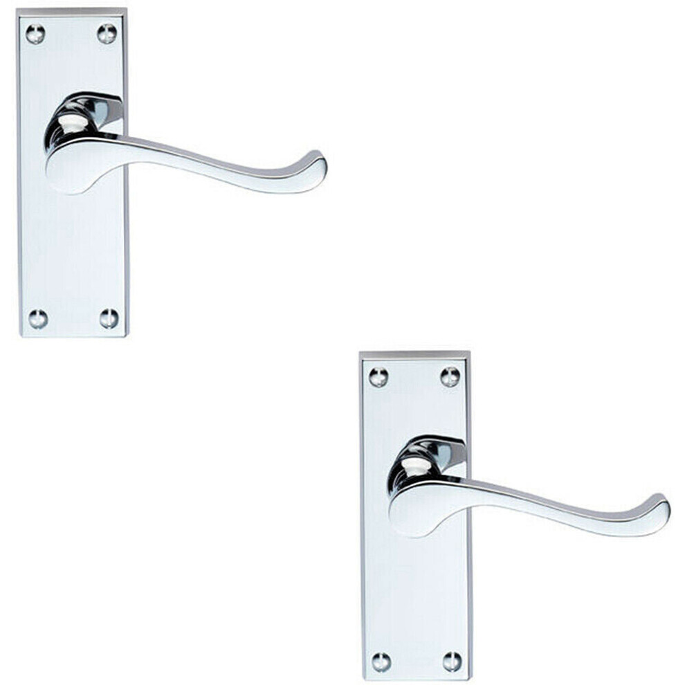 2X Pair Victorian Scroll Handle On Latch Backplate 120 X 41Mm Polished Chrome 5056492591200