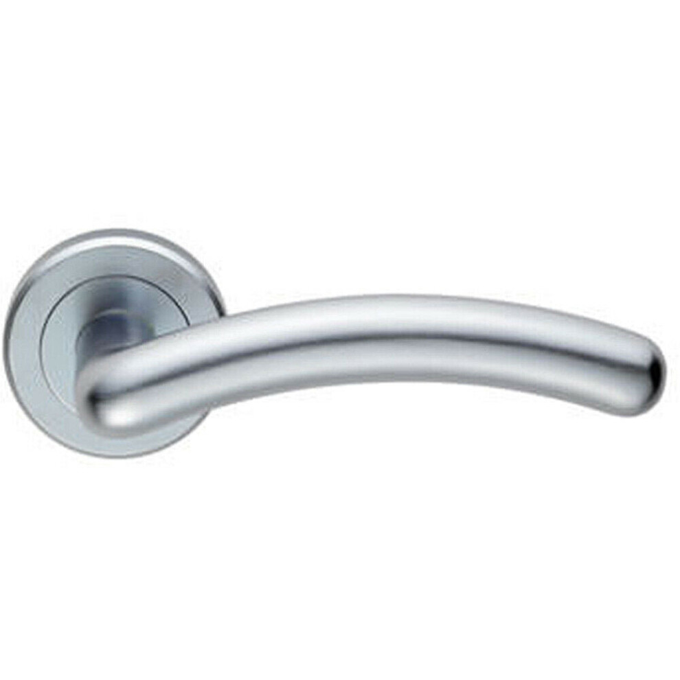 Loops Pair Arched Round Bar Handle On Concealed Fix Round Rose Satin Chrome