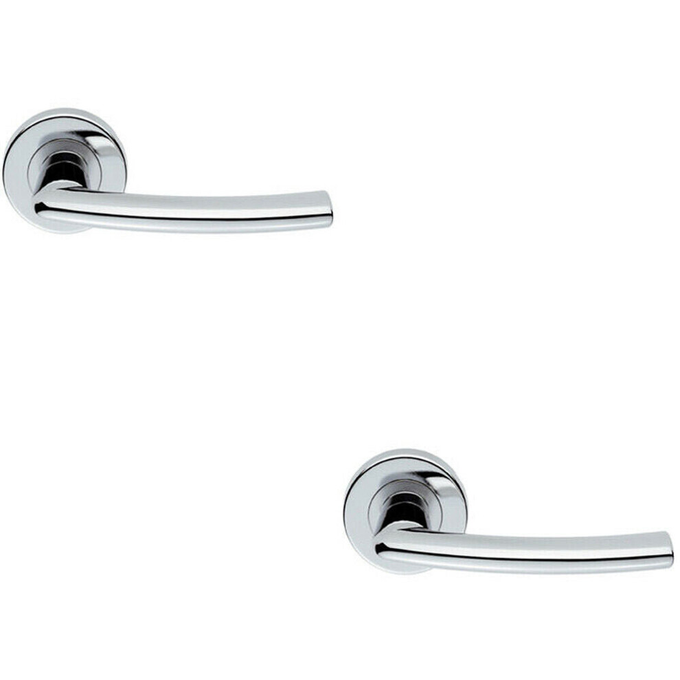 Loops 2X Pair Oval Shaped Curved Bar Handle Concealed Fix Round Rose Polished Chrome