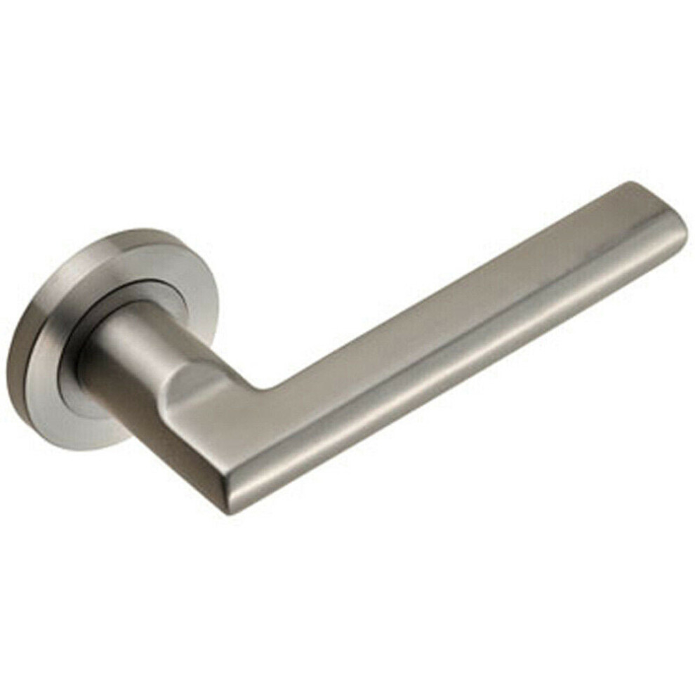 Loops Pair Slim Elliptical Handle On Round Rose Concealed Fix Satin Steel