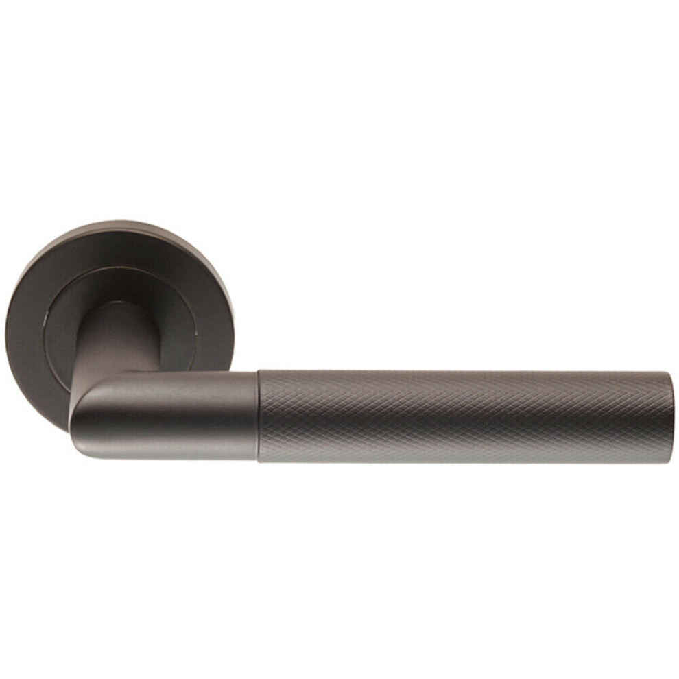 Loops Pair Knurled Round Bar Handle On Round Rose Concealed Fix Matt Black
