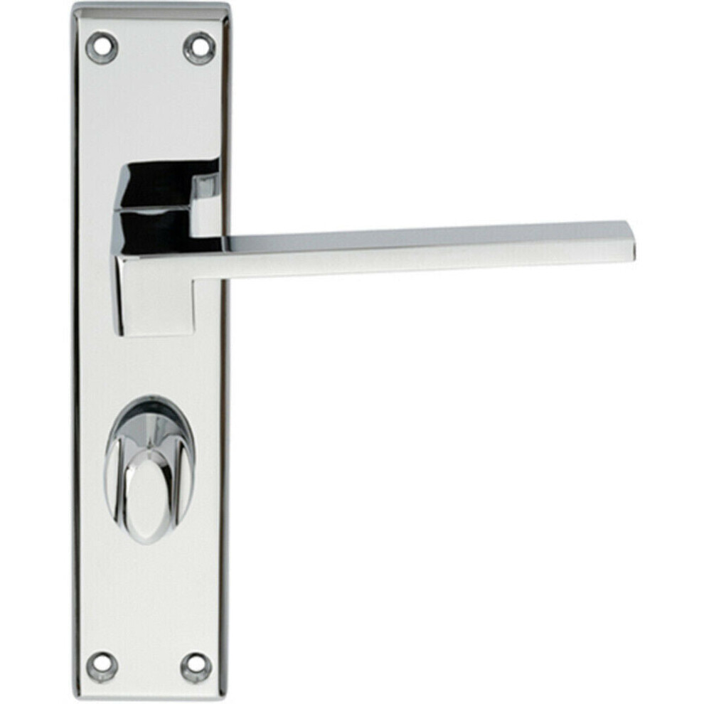 Loops Pair Flat Straight Handle On Bathroom Backplate 180 X 40Mm Polished Chrome
