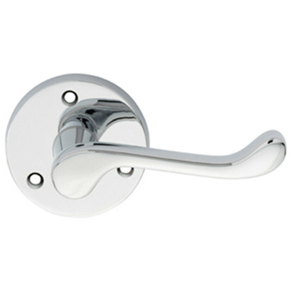 Pair Victorian Scroll Lever On 58Mm Round Rose Polished Chrome Door Handle 5056492574890