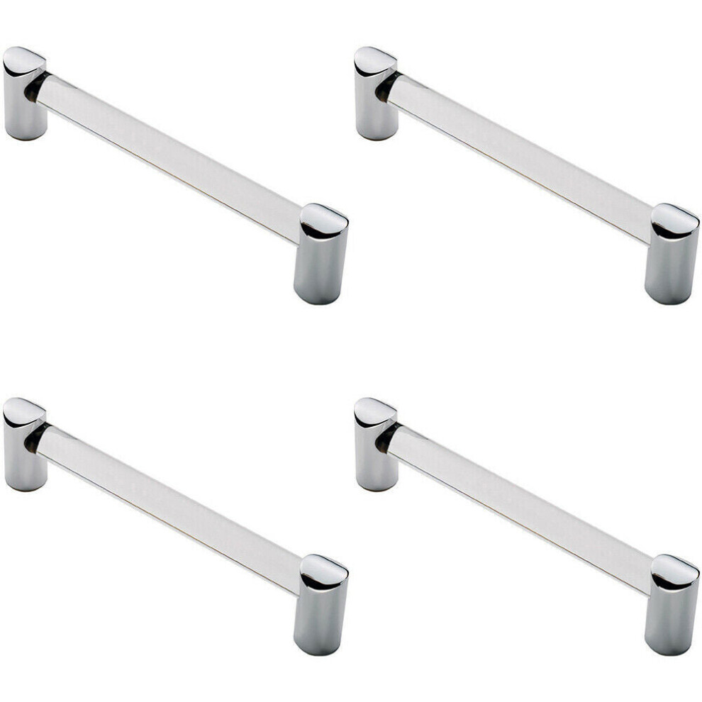 4x Round Tube Pull Handle 180 x 16mm 160mm Fixing Centres Clear & Chrome
