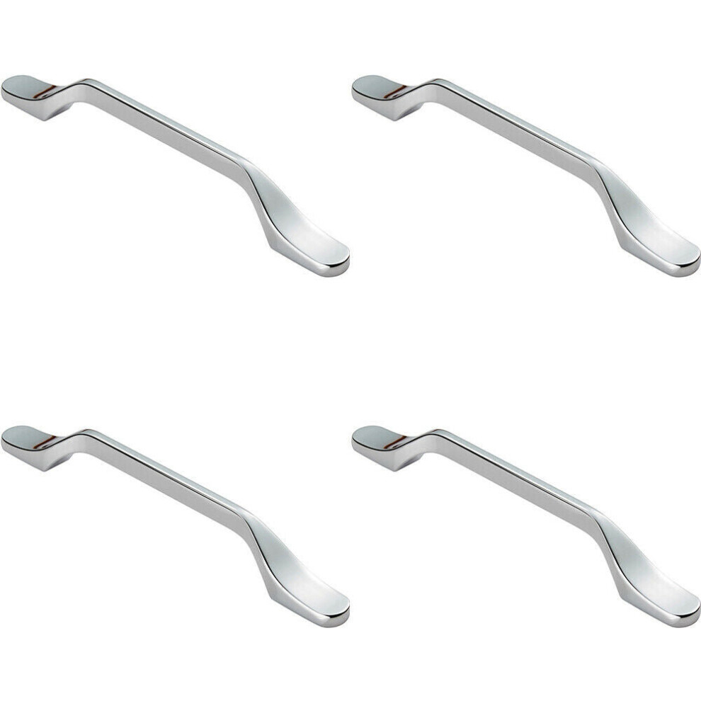 4x Straight Slimline Cupboard Pull Handle 160mm Fixing Centres Polished Chrome