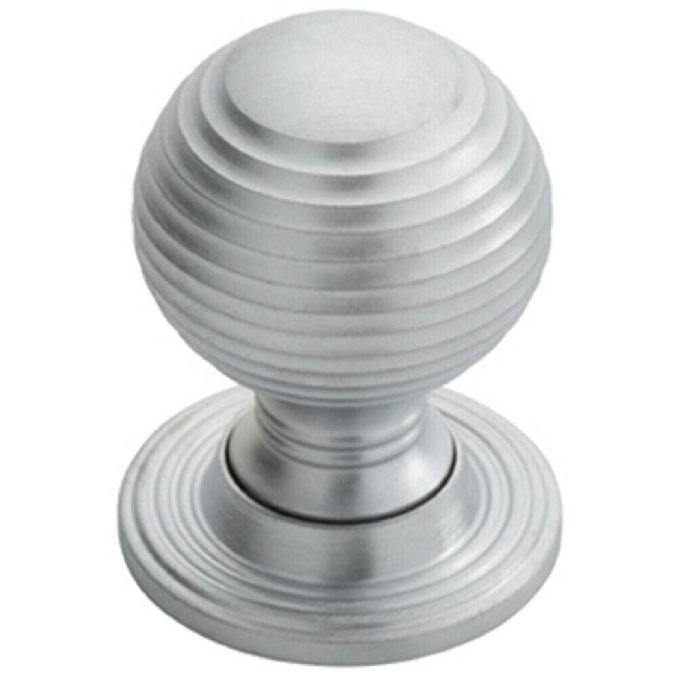 Textured Reeded Ball Cupboard Door Knob 28Mm Dia Satin Chrome Handle 5056492568462