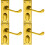 Loops 4x PAIR Victorian Scroll Handle on Privacy Backplate 118 x 43mm Polished Brass 1